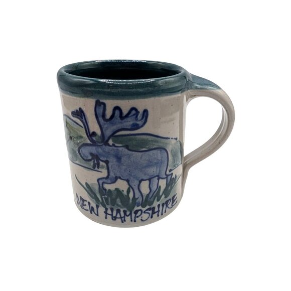 Great Bay Pottery New Hampshire NH Stoneware LG. Coffee Mug/ Moose 2007 Handmade - Picture 2 of 10